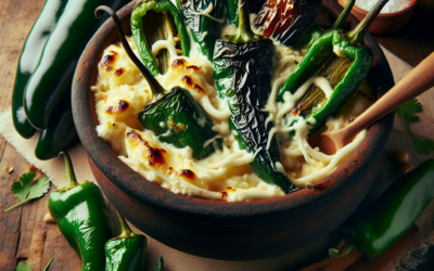 Queso Oaxaca fundido con chiles poblanos