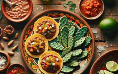 Sopes de nopal con frijoles refritos