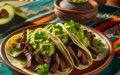 Tacos de arrachera con guacamole