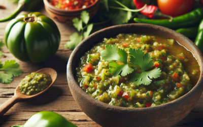 Salsa de tomatillo con chile piquín y cilantro.