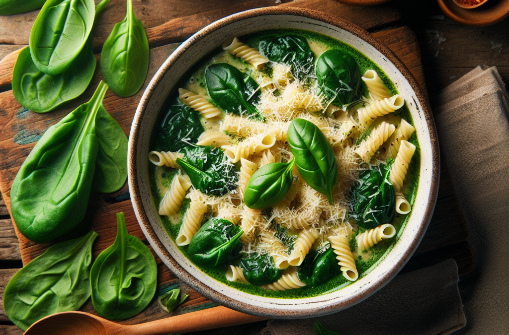 Sopa de pasta con espinacas