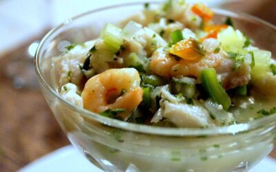 Ceviche de camarón con aguacate