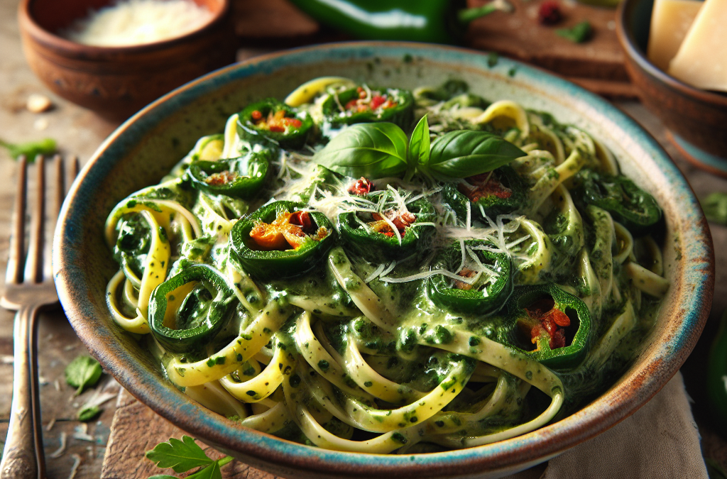 Pasta con salsa cremosa de chile poblano