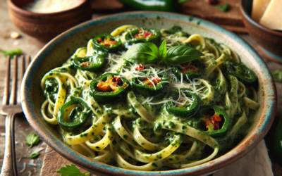 Pasta con salsa cremosa de chile poblano